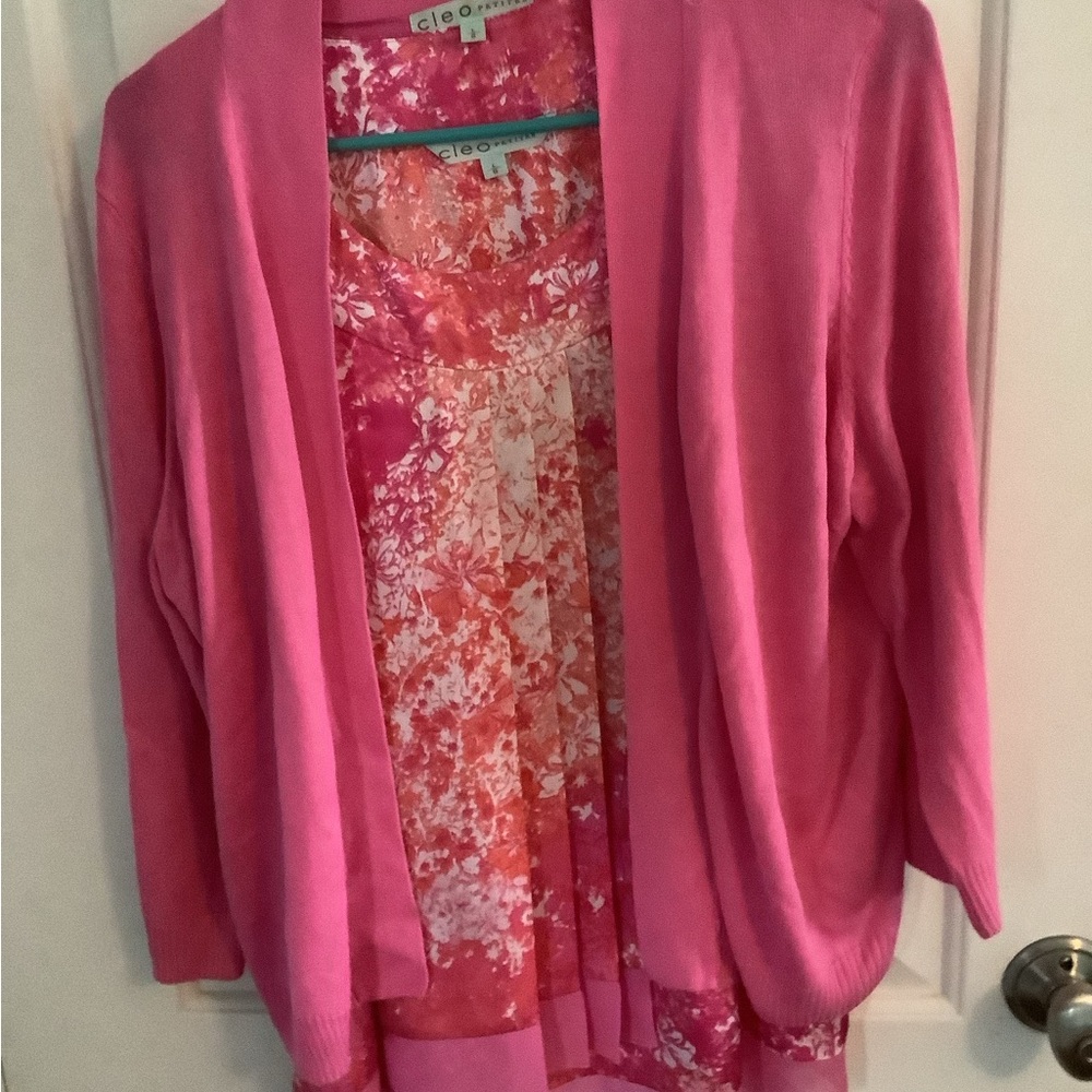 Cleo Pink Women's Sweater and sleeveless top set in excellent condition